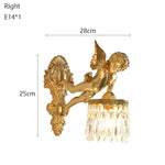 applique murale classique ange cristal doré éclairage led cuisine salle manger fixée mur