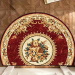 tapis demi rond motif floral imperméable polyester bohème oriental extérieur intérieur absorbant