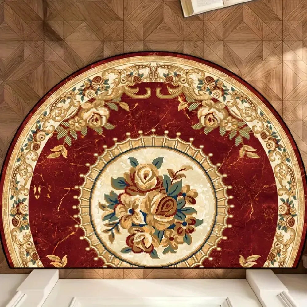 tapis demi rond motif floral imperméable polyester bohème oriental extérieur intérieur absorbant