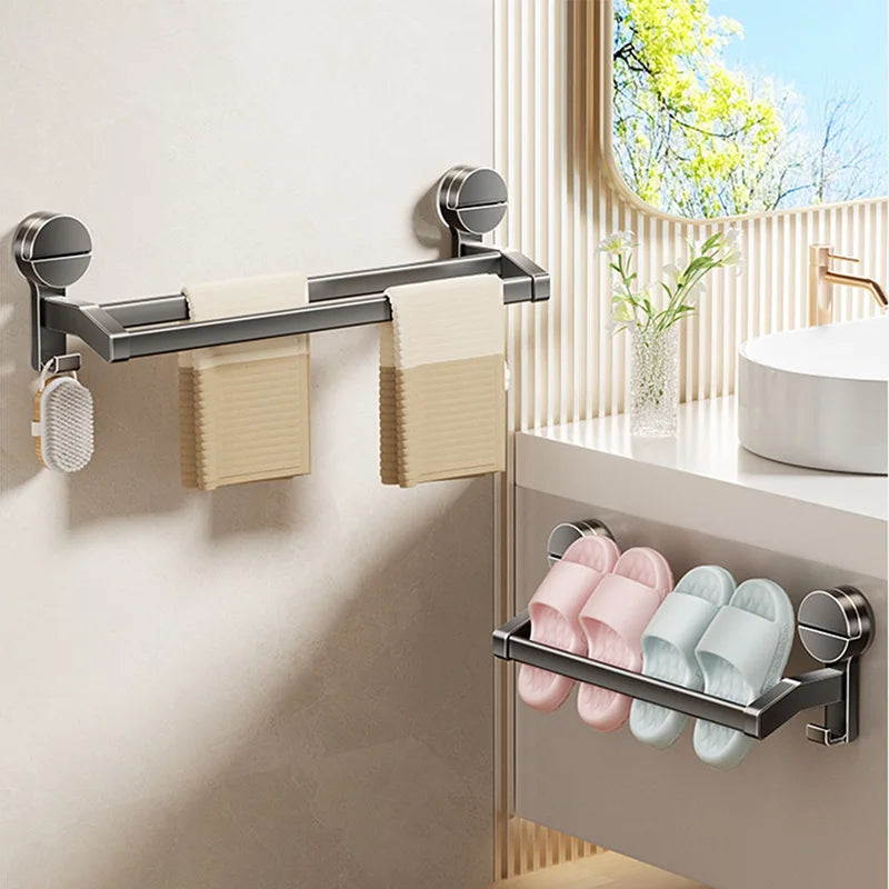 porte serviettes mural argenté lisse ventouse moderne salle bain étagère serviettes slips fixations sans