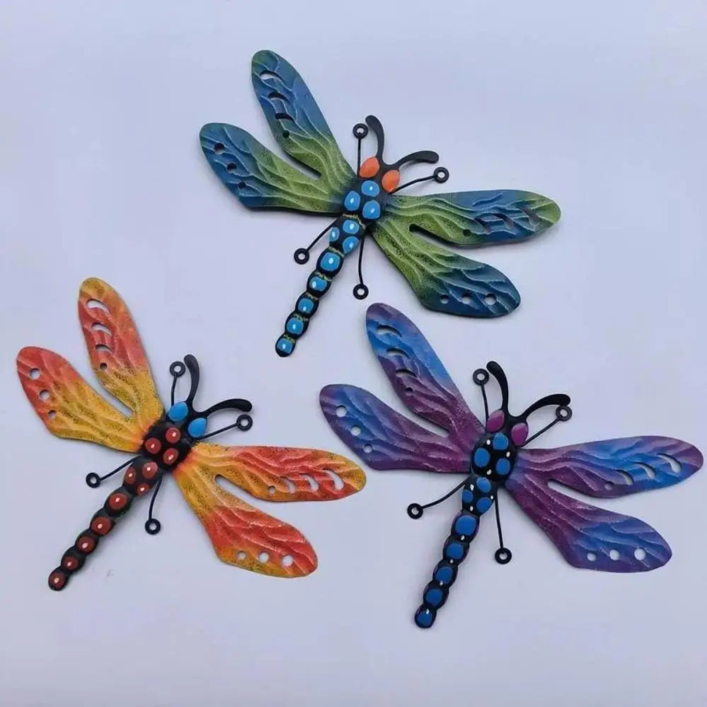 sculpture métal libellule abeille couleur aile transparente artisanale jardin extérieur decoration vertical horizontal
