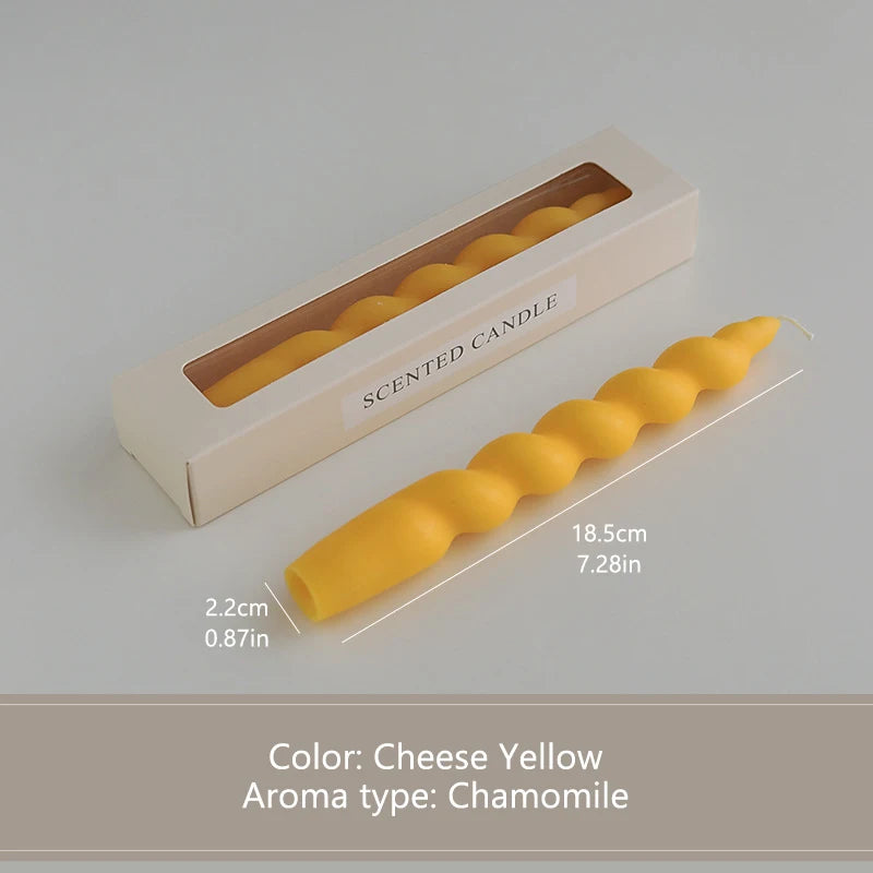 bougies parfumées vert pastel jaune rose blanches twistées moderne support nœud anniversaire décoration maison