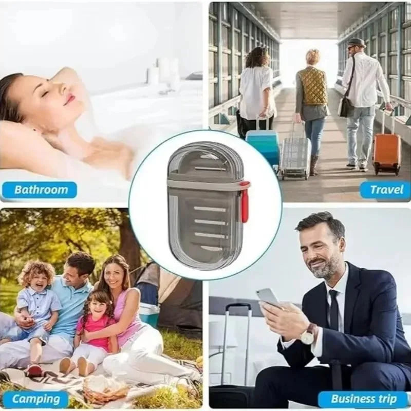 porte savon transparent moderne boîte couvercle plateau drainage gris rouge pratique salle bain