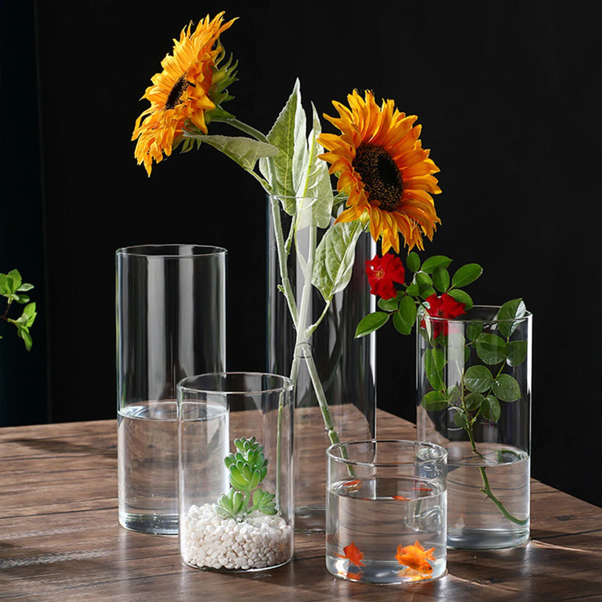 vases transparents modernes verre décoration table centre fêtes mariage