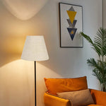 lampe table moderne beige texture lin opale fixations ruban bleu doré decoration intérieure
