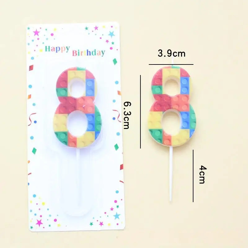 bougies anniversaire chiffres couleurs brique construction rouge jaune bleu vert ludique piquet
