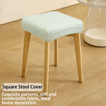 couvre tabouret carré moderne beige rayures horizontales élastique adhésif extérieur accueil