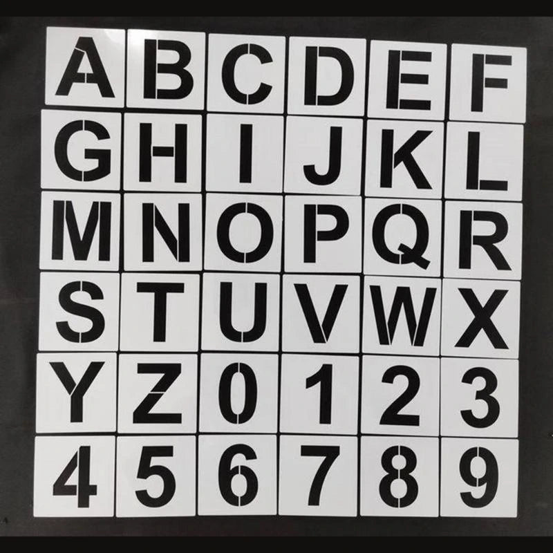 stencils lettres chiffres blancs alphabet décoration peinture gâteau enfants école crafts lettres
