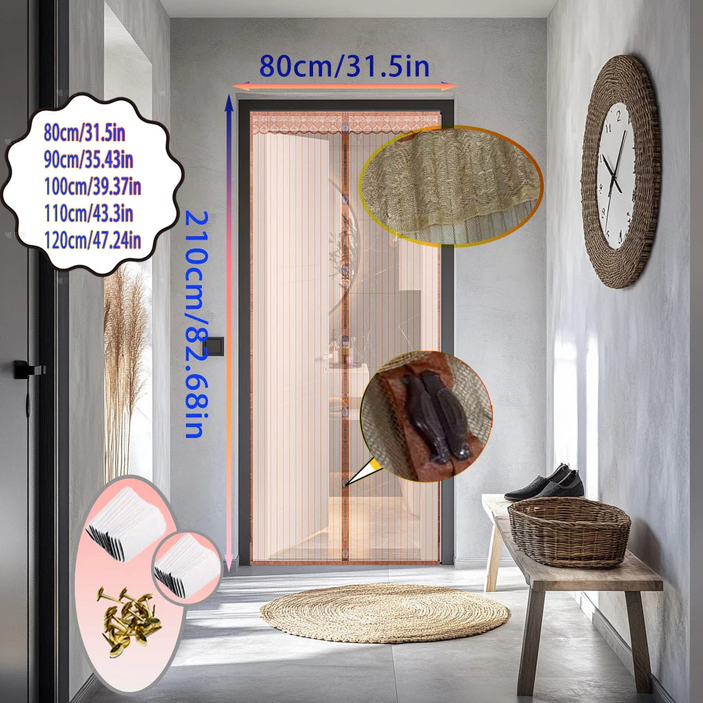 rideau moustiquaire porte adhésif gris clair dentelle moderne 210cm 80cm 90cm 100cm 110cm 120cm