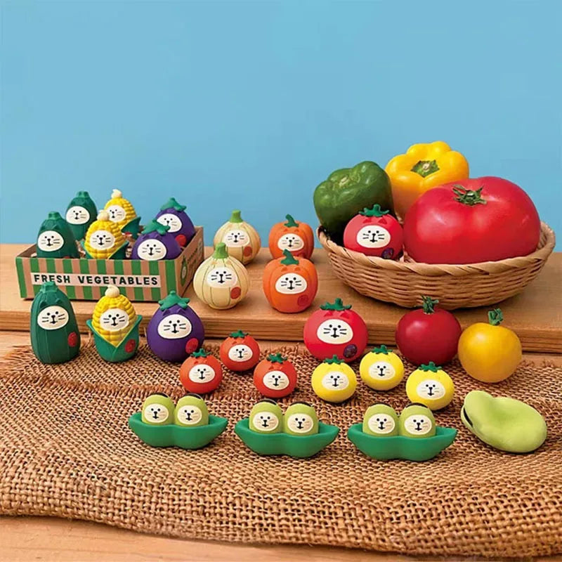 jouets légumes animés couleurs vives cartoon visage expressif décoration étagère chambre enfants adolescents