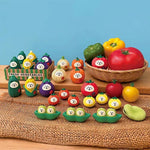 jouets légumes animés couleurs vives cartoon visage expressif décoration étagère chambre enfants adolescents