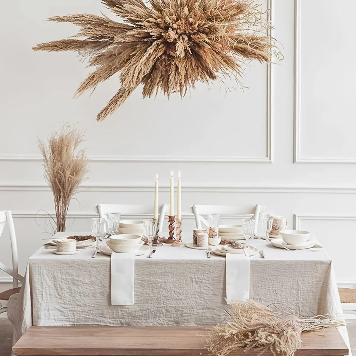 nappe table classique blanc imperméable polyester dimensions variées fêtes familiales toute l'année