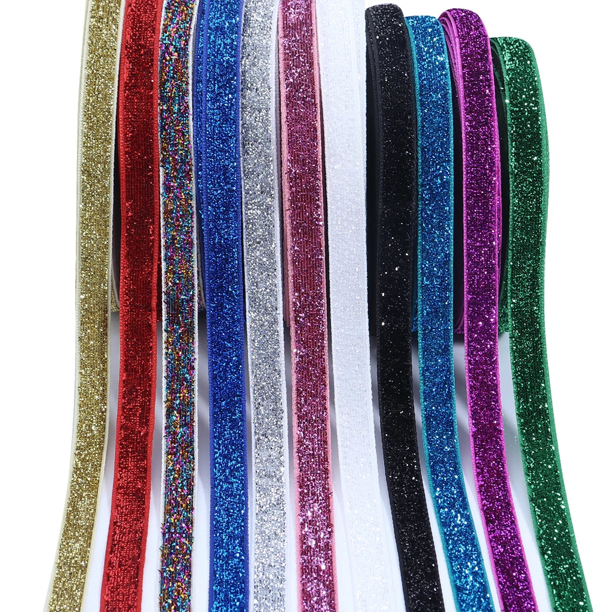 rubans pailletés polyester brillants or rouge bleu blanc violet argent opaques décoration artisanale