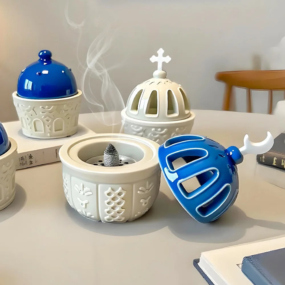 diffuseur huiles essentielles silicone blanc bleu vert motifs géométriques fenêtres modernes