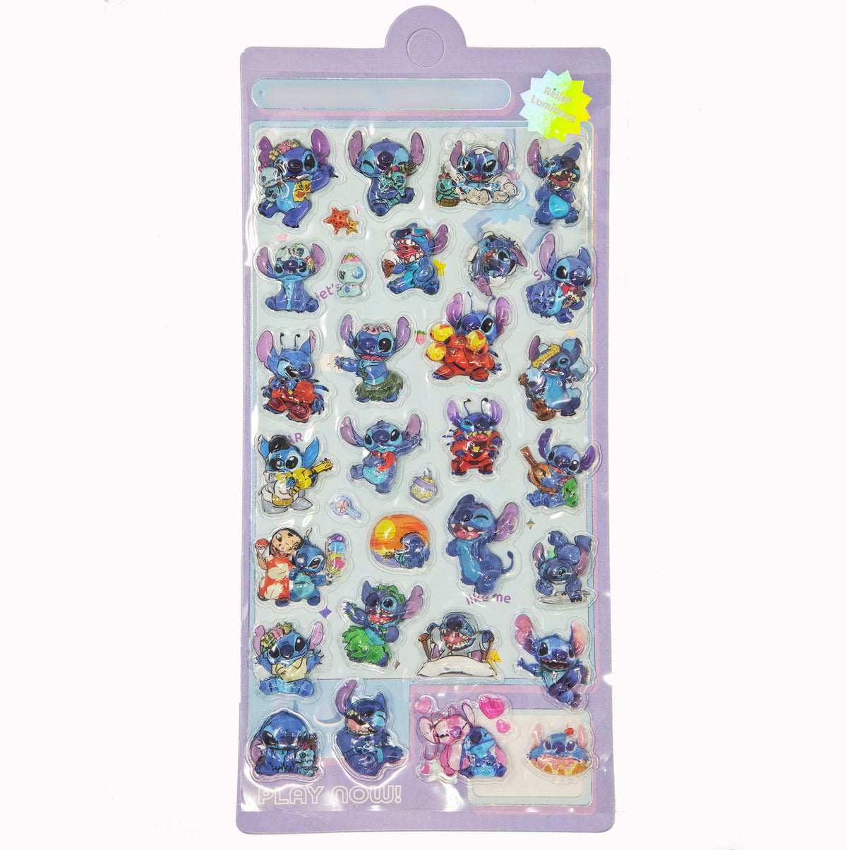 autocollants 3D cartoon personnages animés transparents bleu rose vert jaune violet musique nourriture décoration