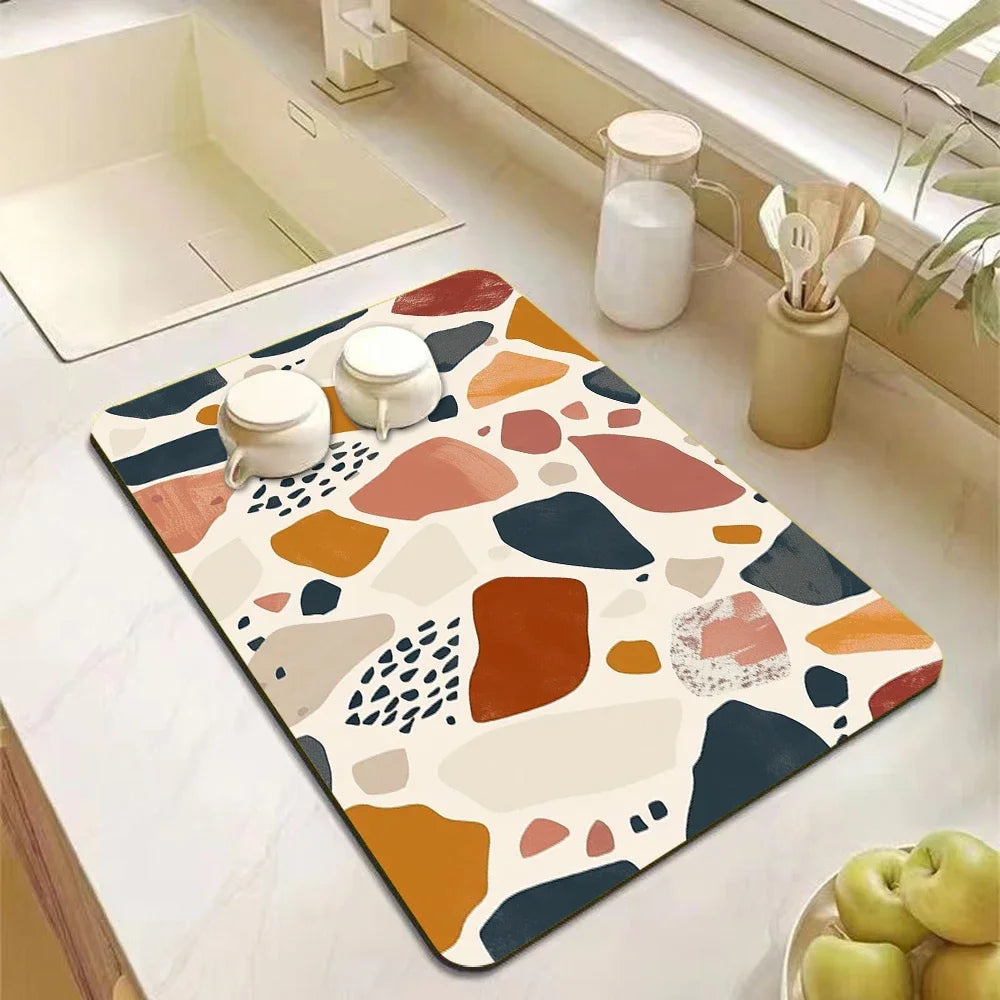 tapis cuisine gris antidérapant absorbant séchage rapide caoutchouc protection plan travail moderne