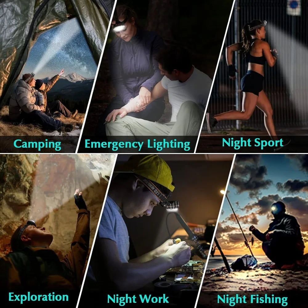 lampe frontale led rechargeable leds ipx4 étanche réglable noir orangeOutdoorRunningHikingCamping