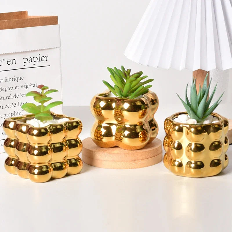 cache pots céramique or moderne brillant plante verteintérieur chambre ornement deco
