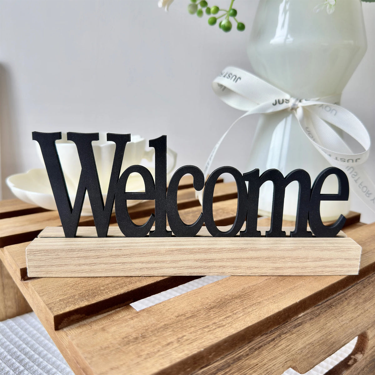 décoration murale lettres bath eat welcome kitchen bois clair rustique champêtre