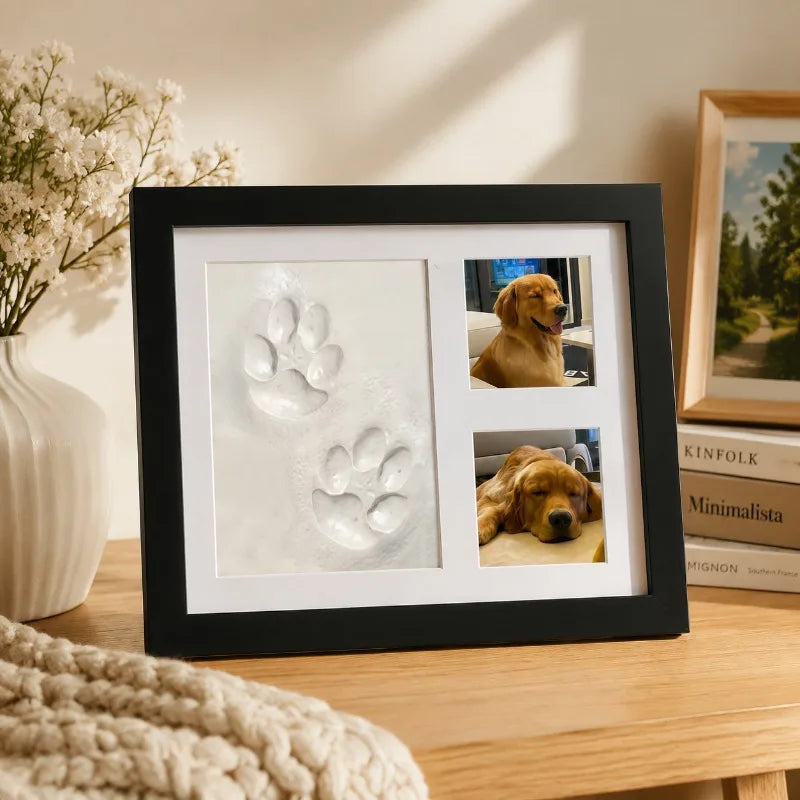 cadre photo moderne imprime pattes animaux photos chats noir blanc