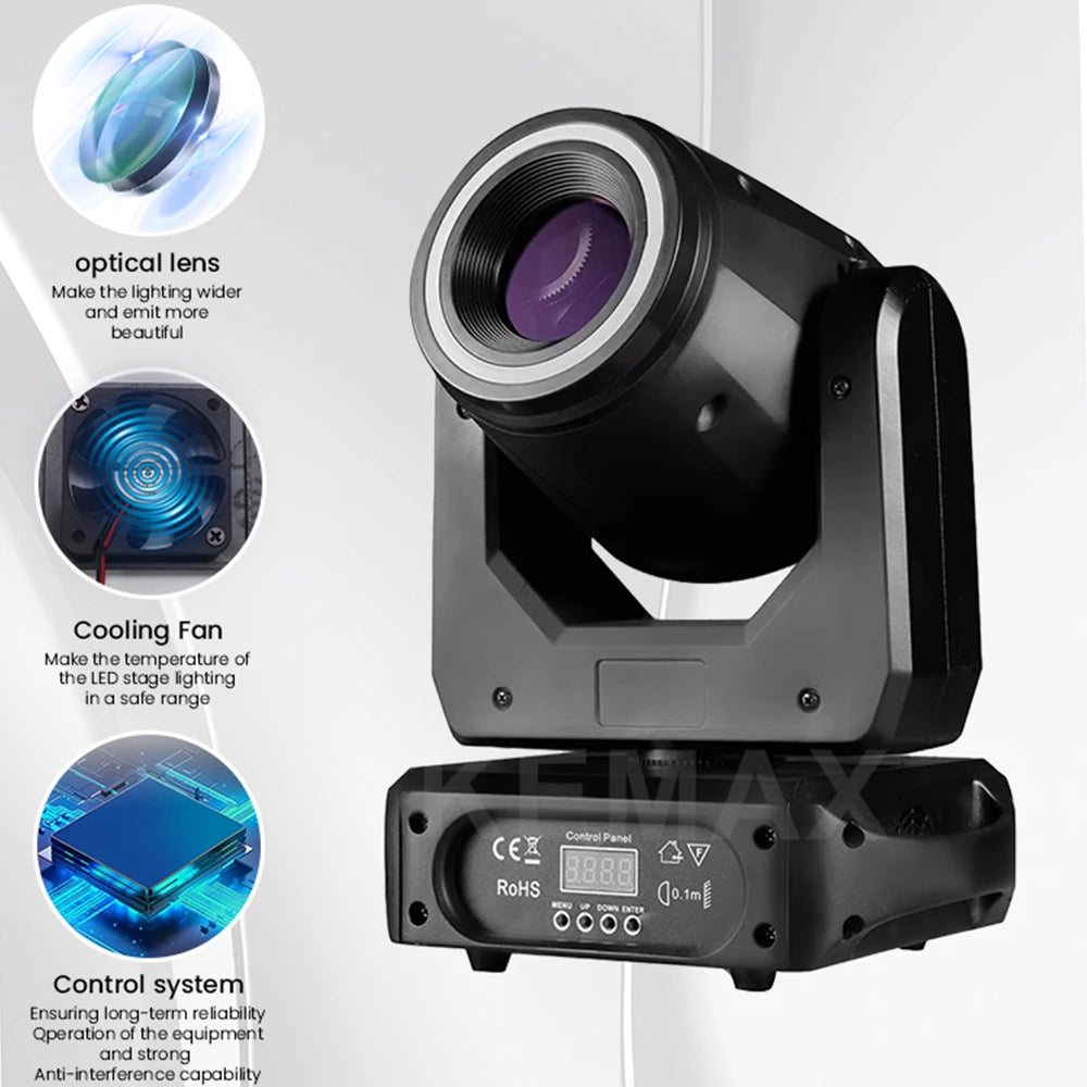 projecteur lumière mobile 150W prismes couleurs gobos moderne disco scène DJ