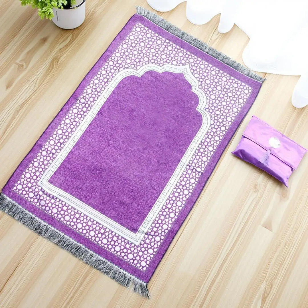 tapis prière musulman flocage antidérapant moderne noir violet rose marron gris bleu İslam présentation