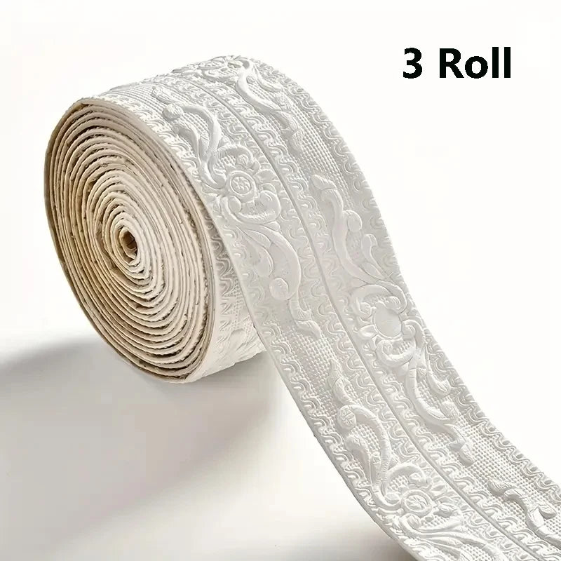 bordure auto adhésive ornements floraux 3d opaque classique décorative adhésive blanc marron roll decoration
