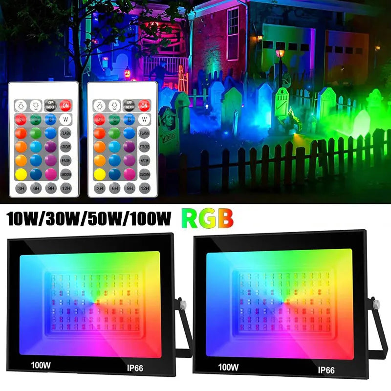 projecteur led rgb moderne 10w 30w 50w 100w ip66 étanche noir mat extérieur mur