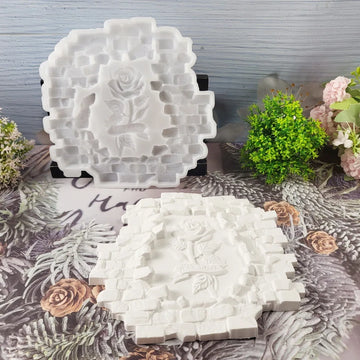 moule silicone rose sculptée motif briques decoratif blanc facile utilisation