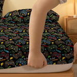 drap housse polyester motif dessin animé manettes joueur étoiles lightning moderne noir jaune bleu