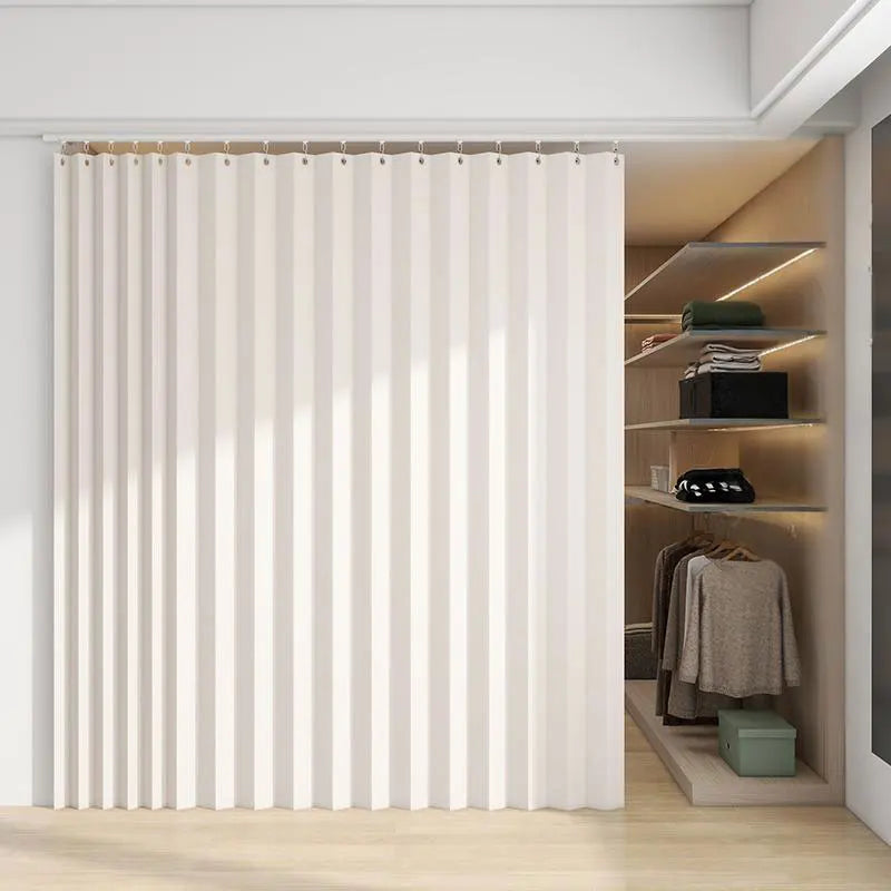 rideau plissé beige clair moderne imperméable salle bain cuisine séparation pièce opaque