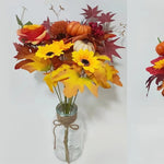 décoration intérieure bouquet fleurs artificielles automnales orange rouge vert noël halloween rustic