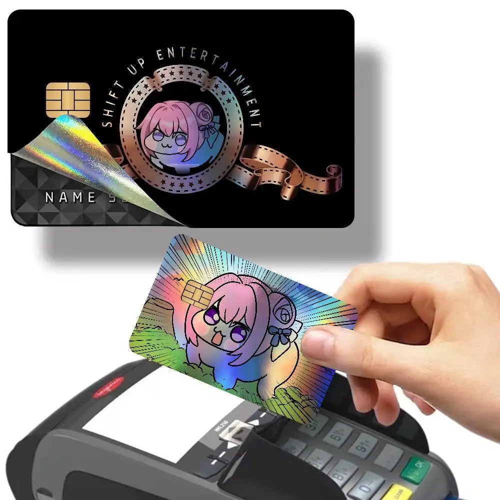 stickers carte bancaire laser waterproof antiusure dessin animé mascotte mignonne adhésifs rembourrables sans résidu