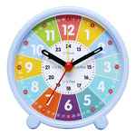 horloge table moderne colorée motifs géométriques enfants chambre bleu rose blanc