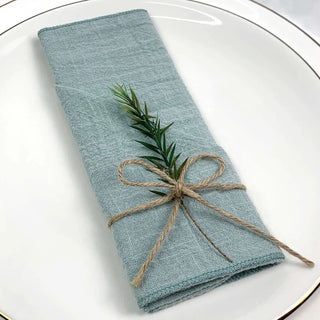 serviettes gaze coton 48 pièces 30x30cm bleu vert beige texture froissée décoration festive noël