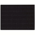 présentoir bijoux moderne boîte transparente 21.5cm 13.7cm 3.2cm alvéoles rectangulaires plusieurs bagues noires argentées