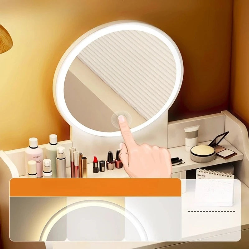 maquillage blanc moderne tabouret miroir tiroirs bois minimaliste