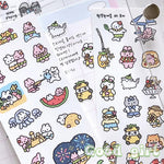 sticker kawaii multicolore dessins animés adhésifs mignons opaques autocollants animauxscriçãopta