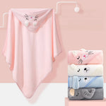 serviette bain bébé polyester capuche animaux brodés doux rose bleu grisComfortableBabyBathTowelPolyesterAnimalsEmbossedSoftColors