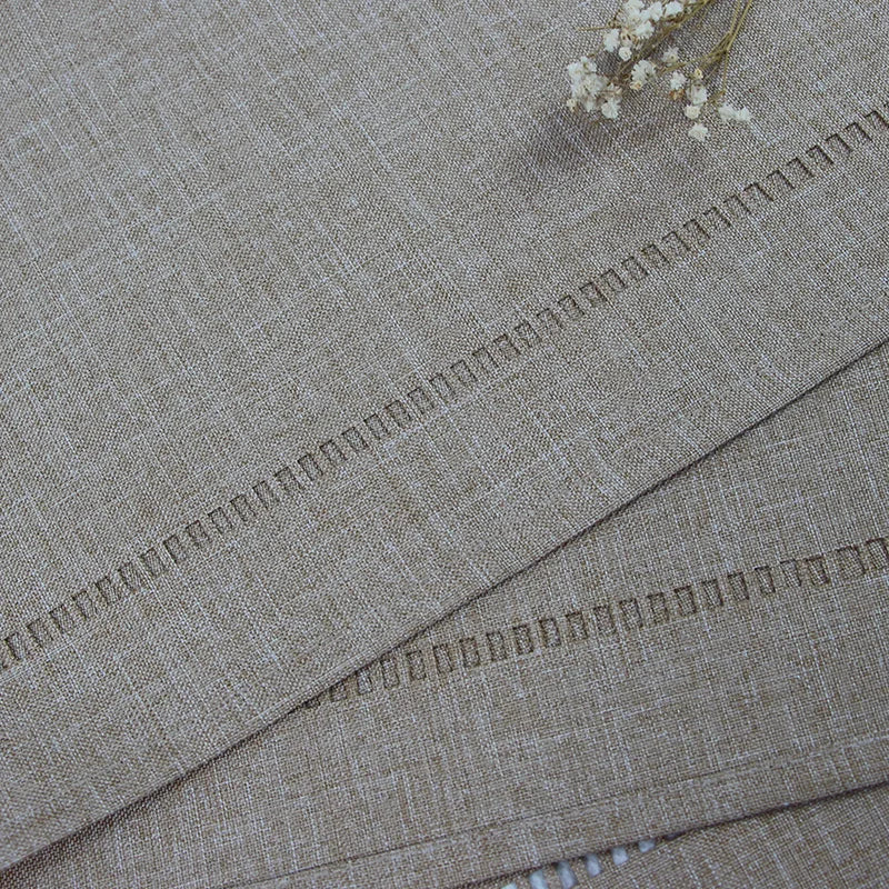 nappe table lin brodé gris foncé beige moderne décoration intérieure rustique 32x180cm 32x280cm assiettes