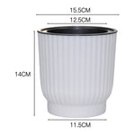 pot fleur hydroponique auto arrosage moderne blanc rayures verticales plante verte intérieur