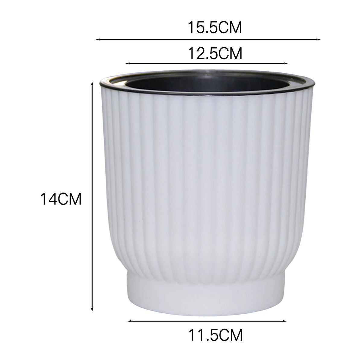 pot fleur hydroponique auto arrosage moderne blanc rayures verticales plante verte intérieur
