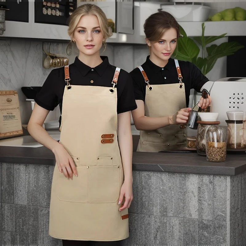 Tablier de cuisine en polyester résistant aux taches, couleur rouge