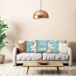 housse coussin polyester motif fleur bleue moderne texte printemps coussins différentes tailles