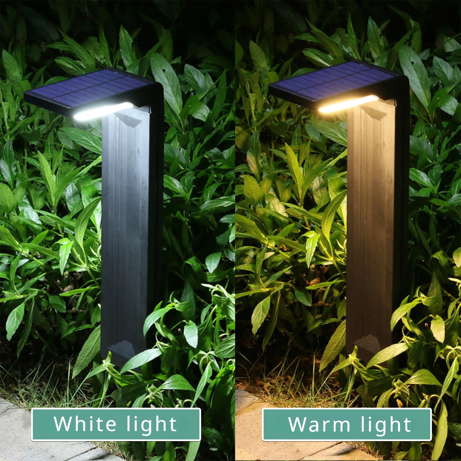 Lampe solaire en fonctionnement nocturne avec ambiance chaude