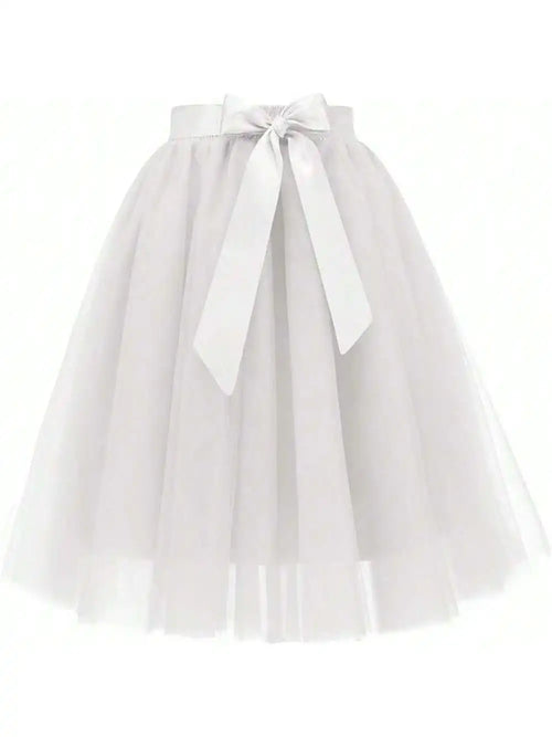 jupe tulle vintage multicolore translucide femme taille ajustable ceinture nœud décontracté popeline toute saison