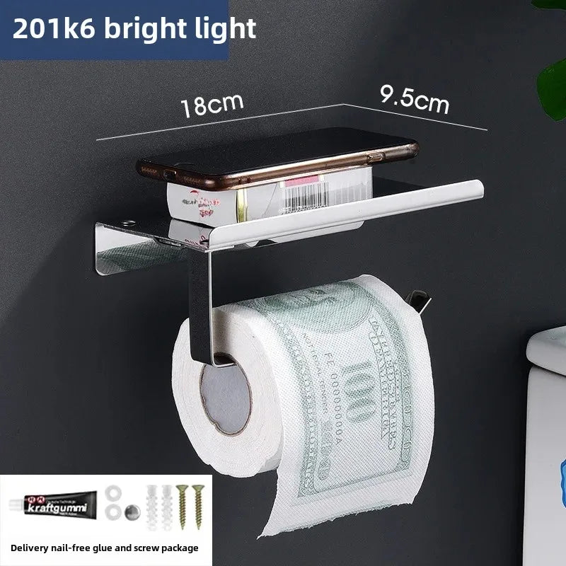 porte rouleau papier toilette acier inoxydable argenté moderne adhésif sans perçage double rouleau support