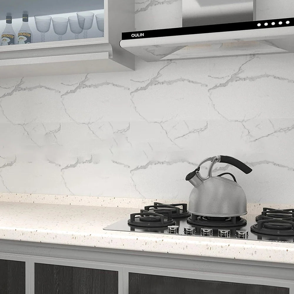 panneau décoratif auto adhésif marbre blanc moderne résistant humidité facile contemporain