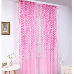 rideaux transparents motifs feuilles verte rose beige salon champêtre bohème poche tringle polyester