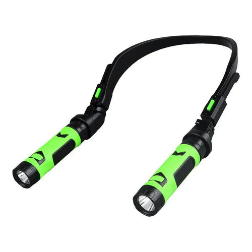 lampe torche rechargeable vert noir rayures logo clip moderne pratique